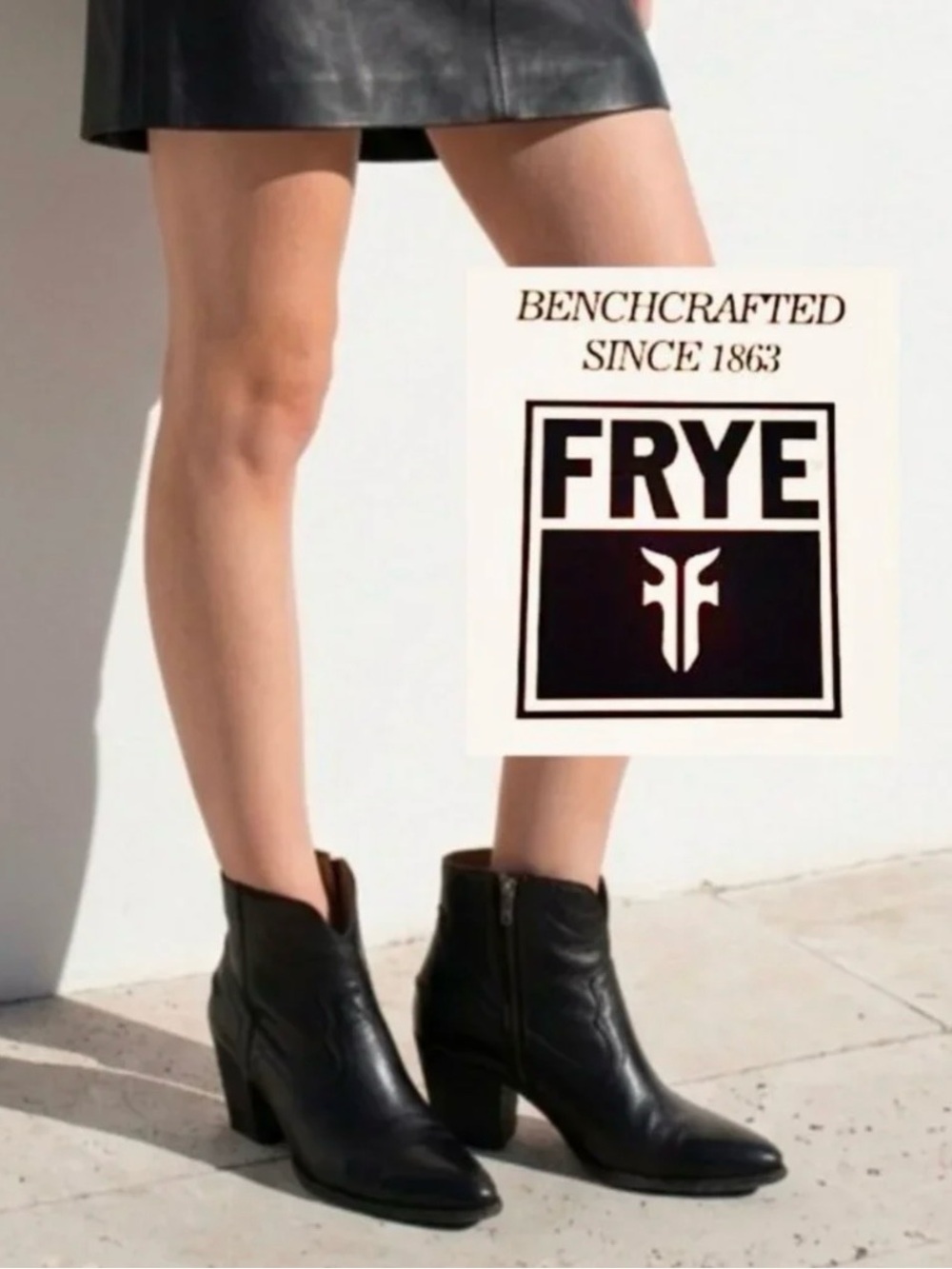 NWT Frye Judith ankle Boots Black genuine leather shiny size 9.5 women's